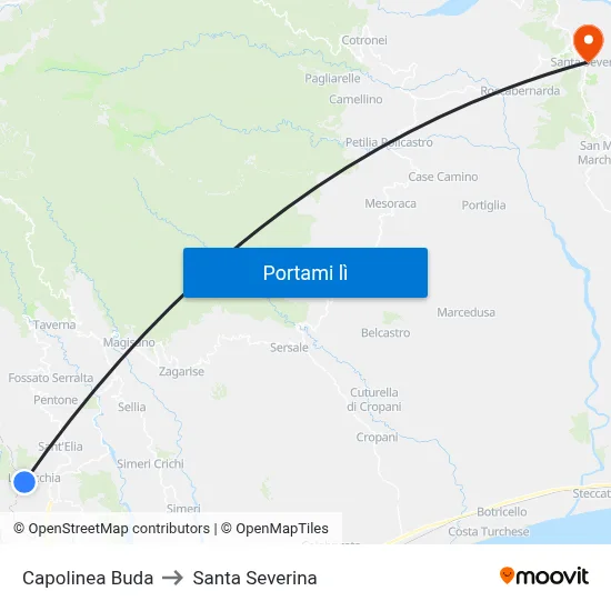 Capolinea Buda to Santa Severina map
