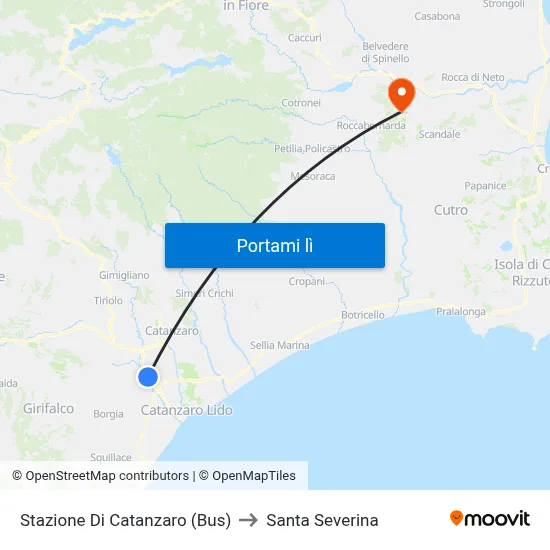 Stazione Di Catanzaro (Bus) to Santa Severina map