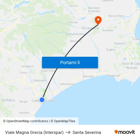 Viale Magna Grecia (Interspar) to Santa Severina map