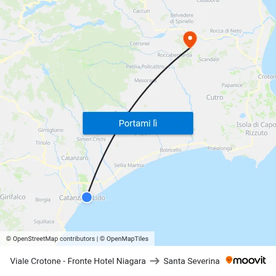 Viale Crotone - Fronte Hotel Niagara to Santa Severina map