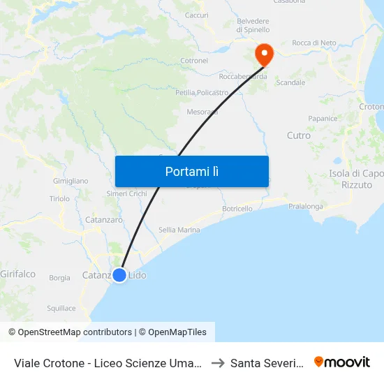 Viale Crotone - Liceo Scienze Umane to Santa Severina map