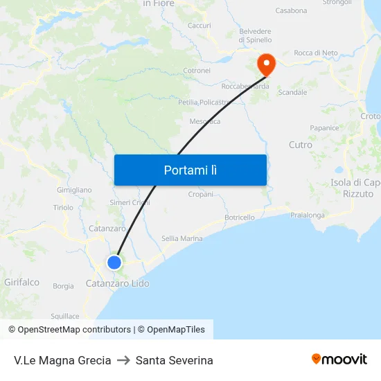 V.Le Magna Grecia to Santa Severina map