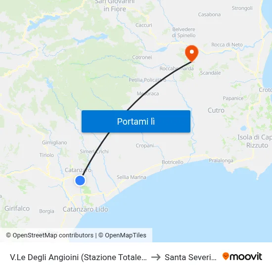 V.Le Degli Angioini (Stazione Totalerg) to Santa Severina map