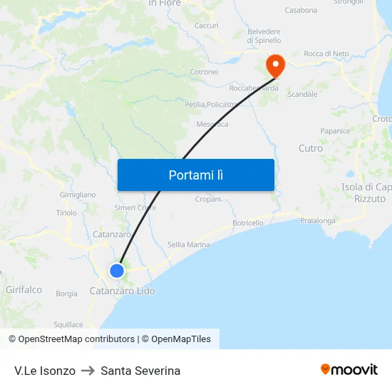 V.Le Isonzo to Santa Severina map
