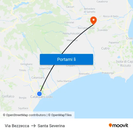 Via Bezzecca to Santa Severina map