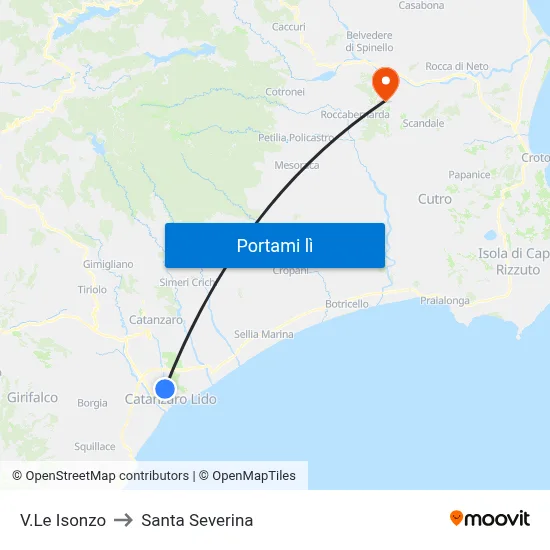 V.Le Isonzo to Santa Severina map