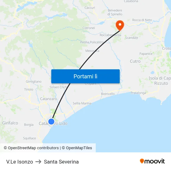 V.Le Isonzo to Santa Severina map
