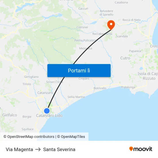 Via Magenta to Santa Severina map
