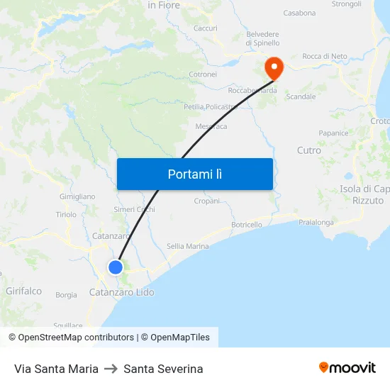 Via Santa Maria to Santa Severina map