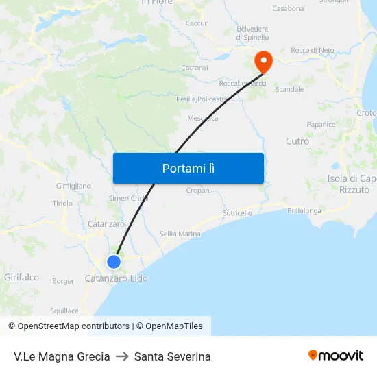 V.Le Magna Grecia to Santa Severina map
