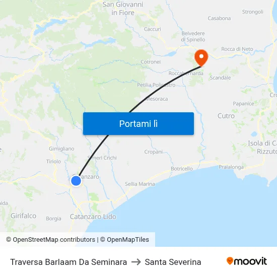 Traversa Barlaam Da Seminara to Santa Severina map