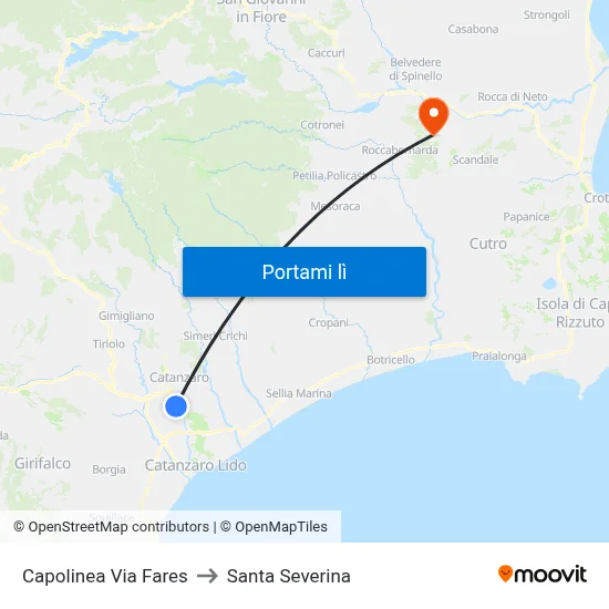 Capolinea Via Fares to Santa Severina map