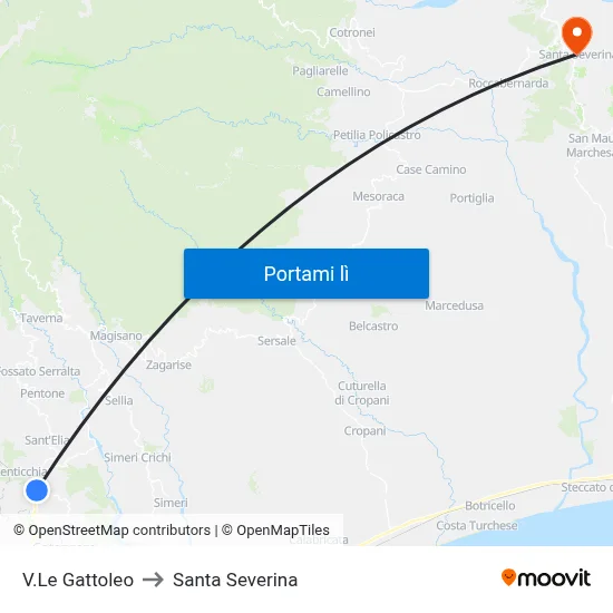V.Le Gattoleo to Santa Severina map