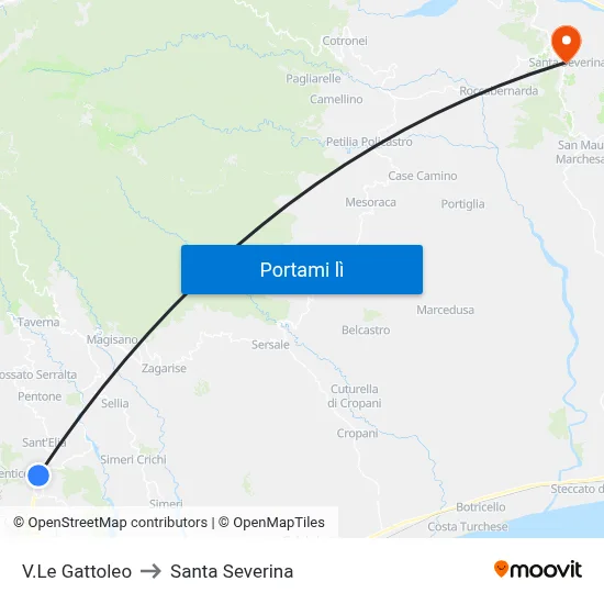 V.Le Gattoleo to Santa Severina map