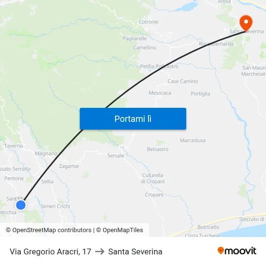 Via Gregorio Aracri, 17 to Santa Severina map