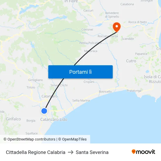 Cittadella Regione Calabria to Santa Severina map