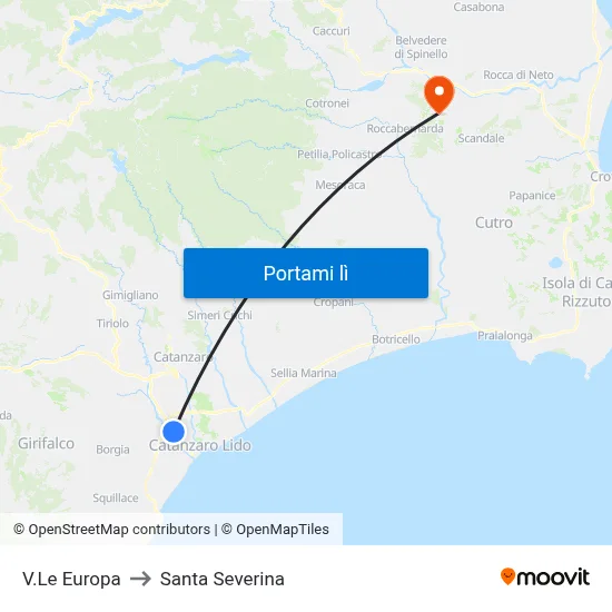 V.Le Europa to Santa Severina map
