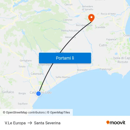 V.Le Europa to Santa Severina map