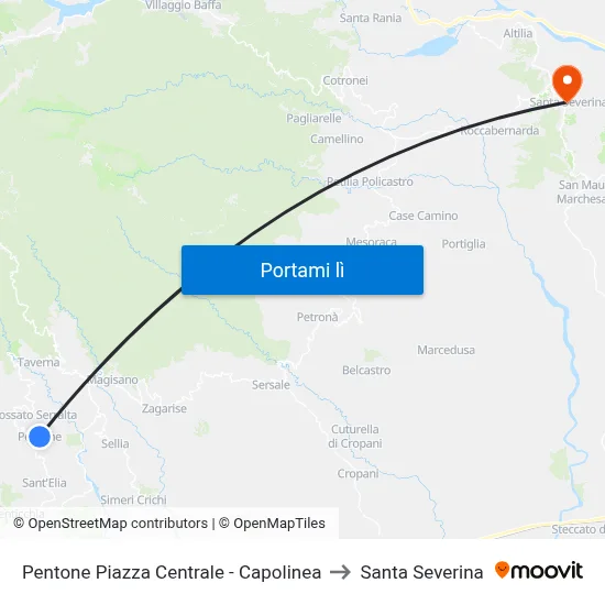 Pentone Piazza Centrale - Capolinea to Santa Severina map