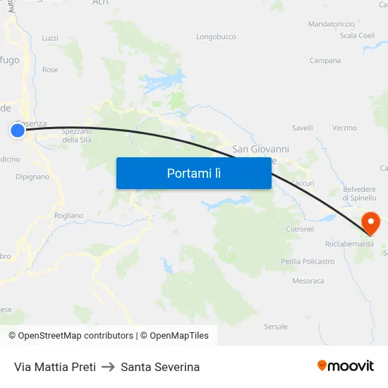 Via Mattia Preti to Santa Severina map