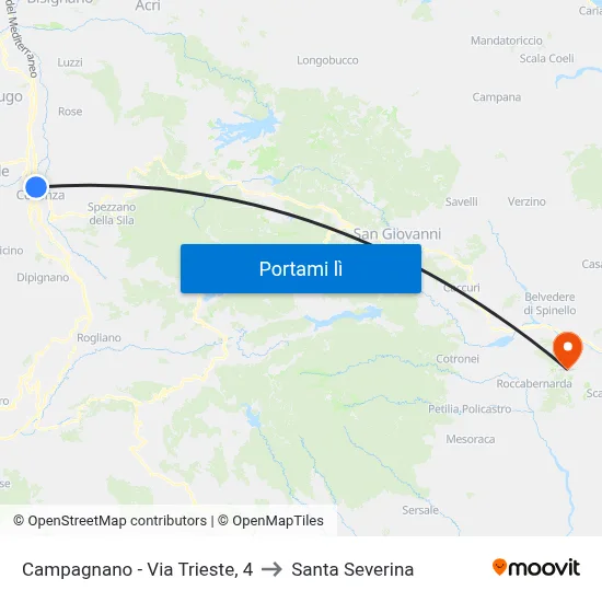 Campagnano - Via Trieste, 4 to Santa Severina map