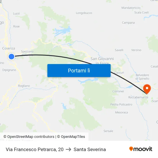 Via Francesco Petrarca, 20 to Santa Severina map