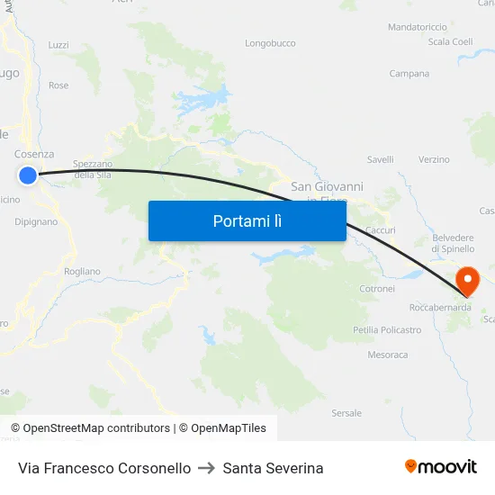 Via Francesco Corsonello to Santa Severina map