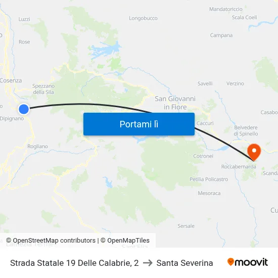 Strada Statale 19 Delle Calabrie, 2 to Santa Severina map
