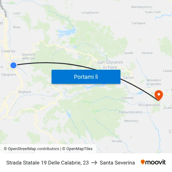 Strada Statale 19 Delle Calabrie, 23 to Santa Severina map