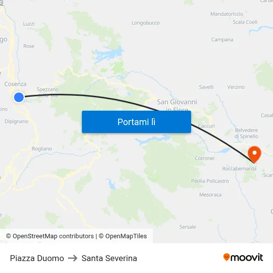 Piazza Duomo to Santa Severina map