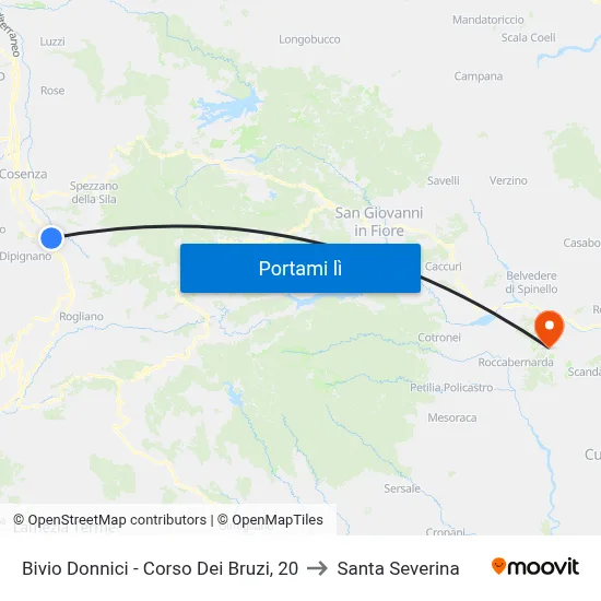 Bivio Donnici - Corso Dei Bruzi, 20 to Santa Severina map