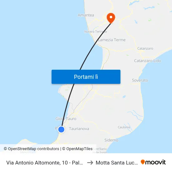 Via Antonio Altomonte, 10 - Palmi to Motta Santa Lucia map