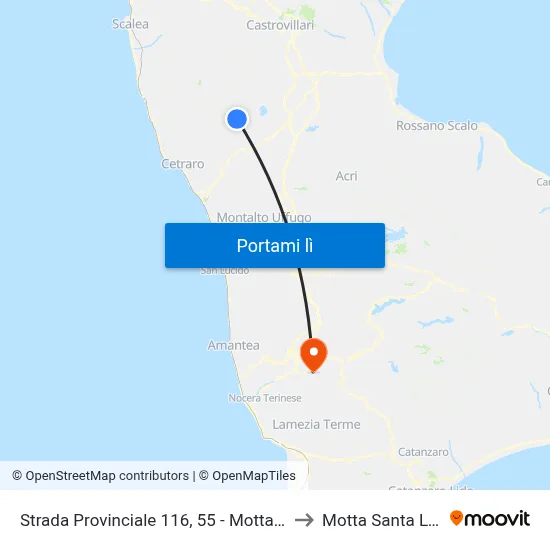 Strada Provinciale 116, 55 - Mottafollone to Motta Santa Lucia map