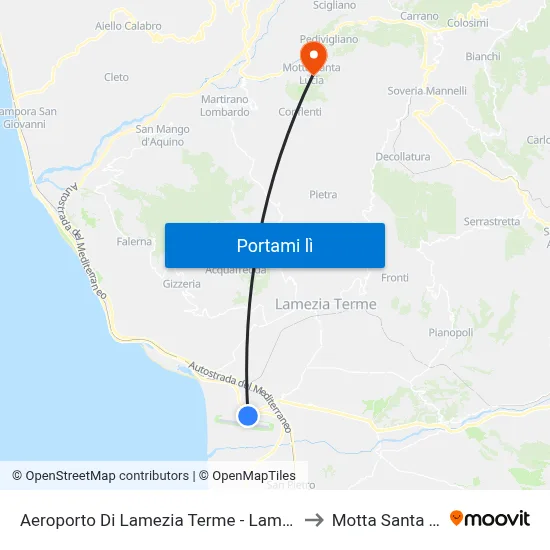 Aeroporto Di Lamezia Terme - Lamezia Terme to Motta Santa Lucia map