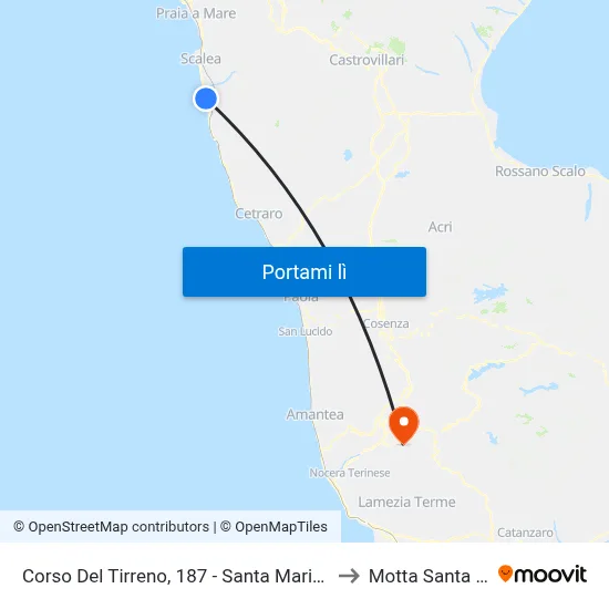 Corso Del Tirreno, 187 - Santa Maria Del Cedro to Motta Santa Lucia map