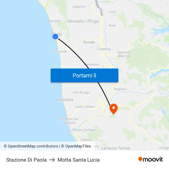 Stazione Di Paola to Motta Santa Lucia map