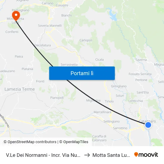 V.Le Dei Normanni - Incr. Via Nuova to Motta Santa Lucia map