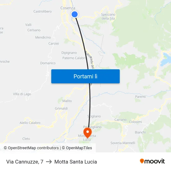 Via Cannuzze, 7 to Motta Santa Lucia map