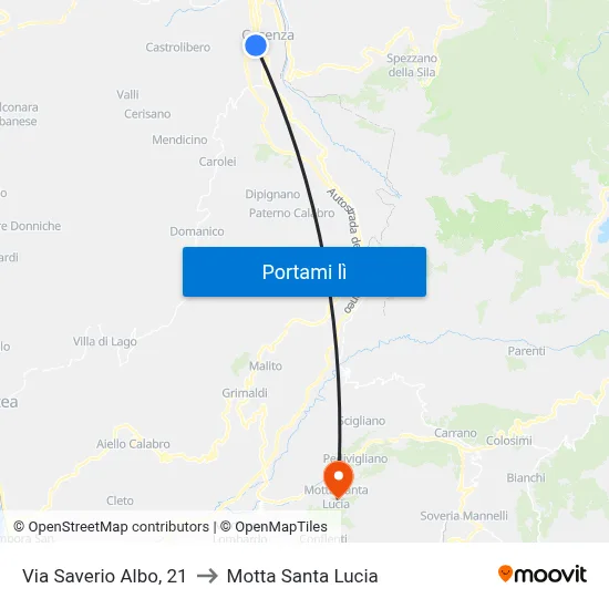 Via Saverio Albo, 21 to Motta Santa Lucia map