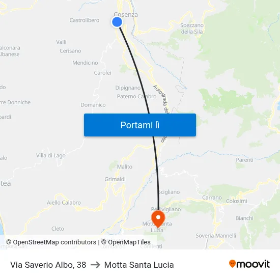 Via Saverio Albo, 38 to Motta Santa Lucia map