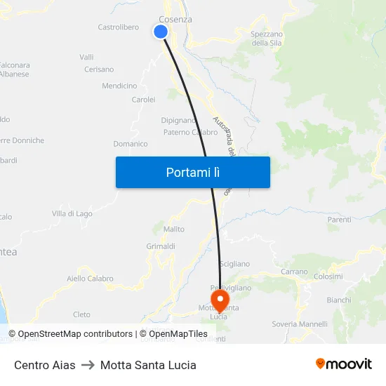 Centro Aias to Motta Santa Lucia map