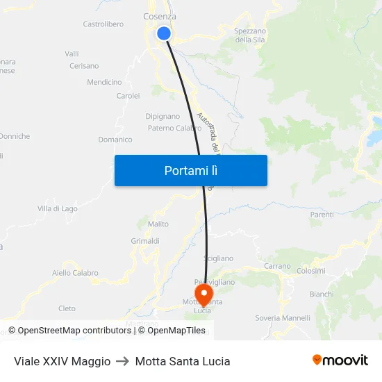 Viale XXIV Maggio to Motta Santa Lucia map