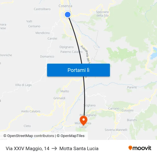 Via XXIV Maggio, 14 to Motta Santa Lucia map