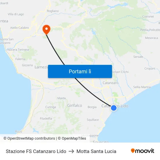 Stazione FS Catanzaro Lido to Motta Santa Lucia map