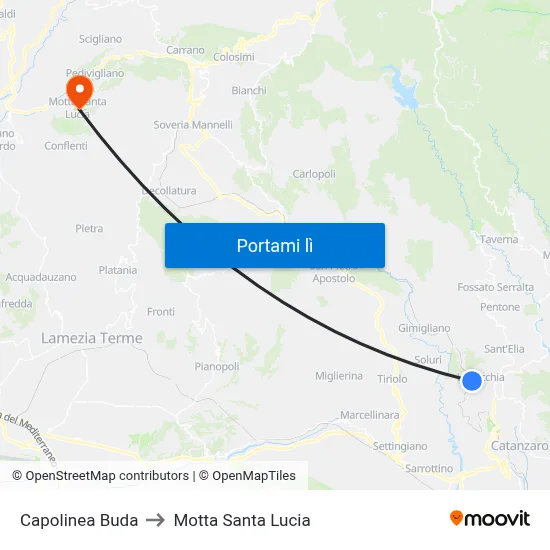 Capolinea Buda to Motta Santa Lucia map