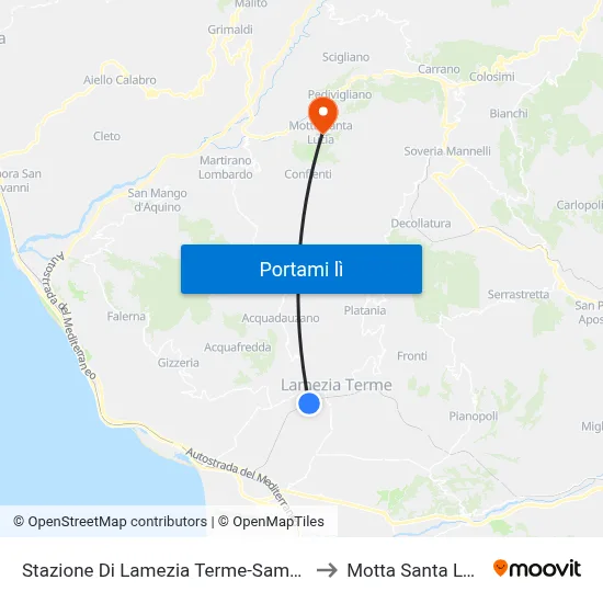 Stazione Di Lamezia Terme-Sambiase to Motta Santa Lucia map