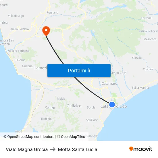 Viale Magna Grecia to Motta Santa Lucia map