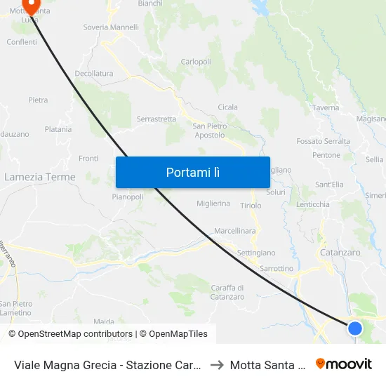 Viale Magna Grecia - Stazione Carburanti Ip to Motta Santa Lucia map