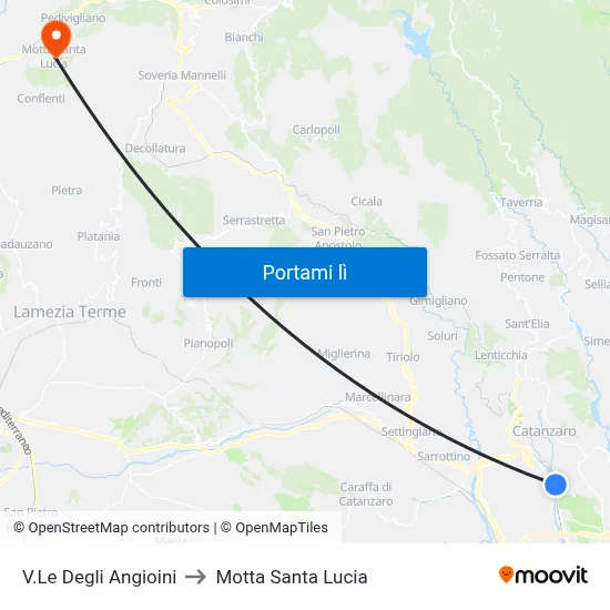 V.Le Degli Angioini to Motta Santa Lucia map