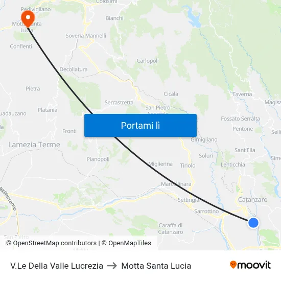 V.Le Della Valle Lucrezia to Motta Santa Lucia map